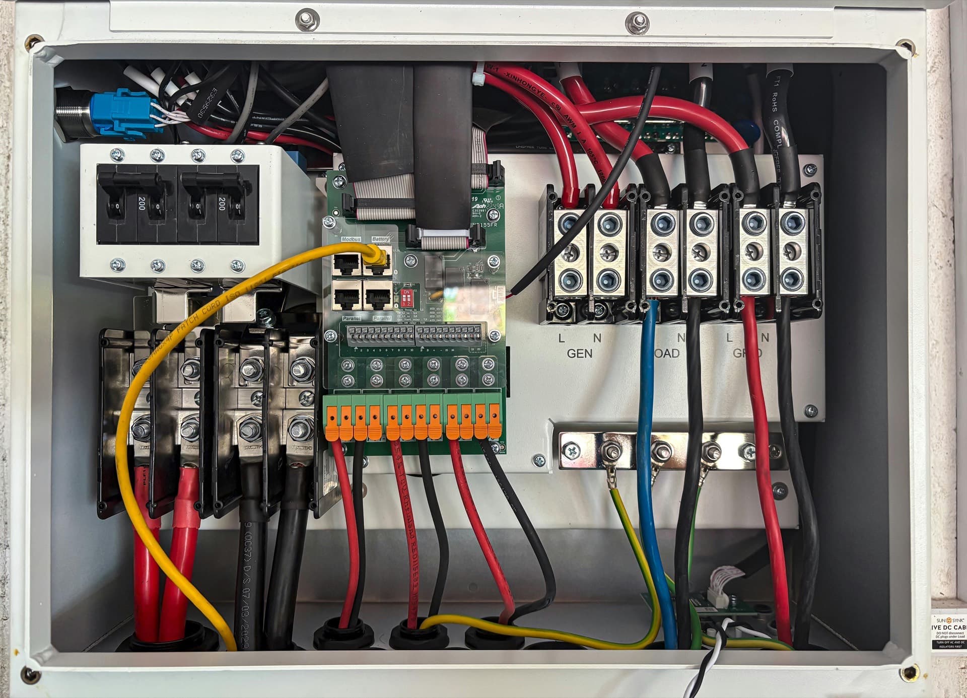 Electromechanical box-build with power distribution, PCB, and internal wiring