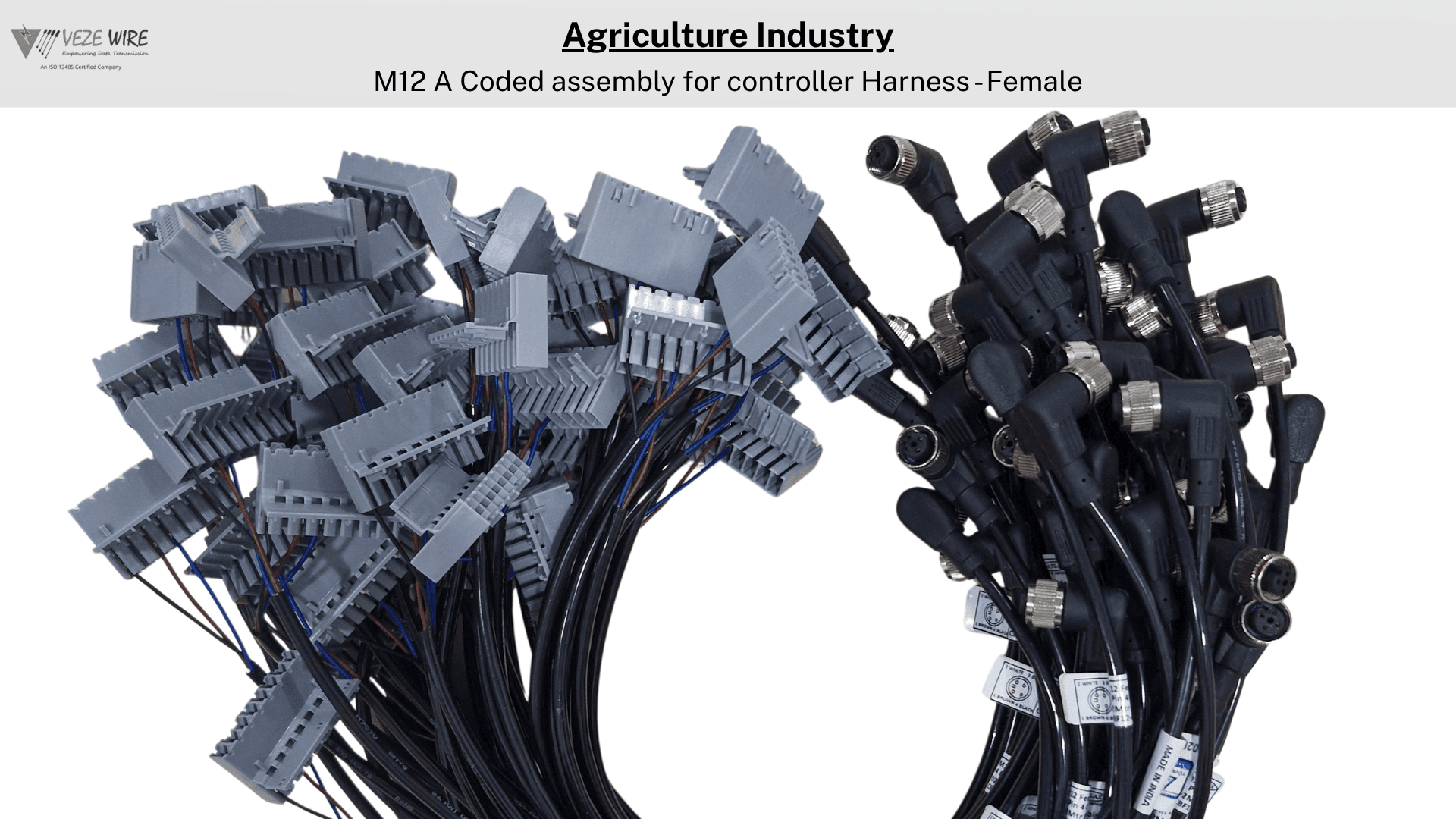Agriculture industry M12 A-coded assembly for controller harness