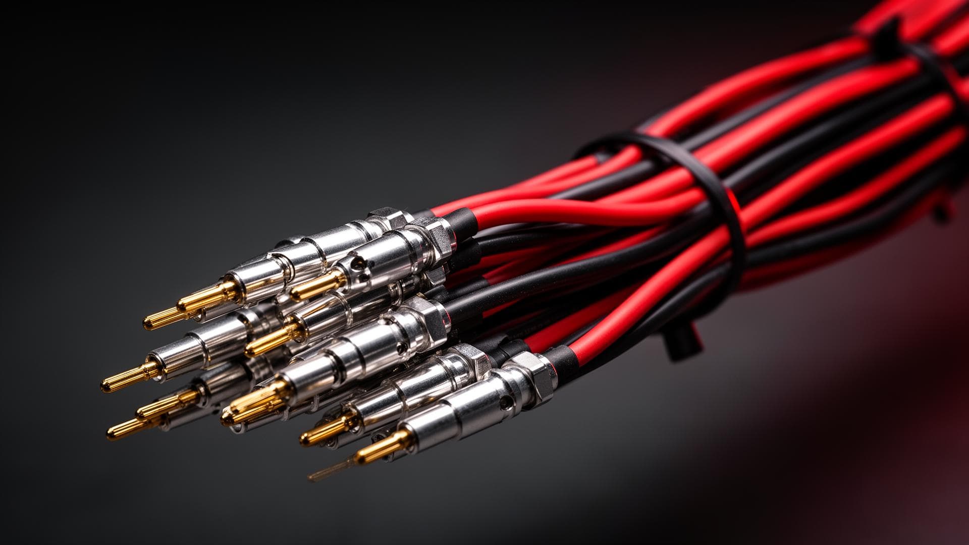Precision custom wire harness with gold-pin connectors manufactured by VezeWire USA