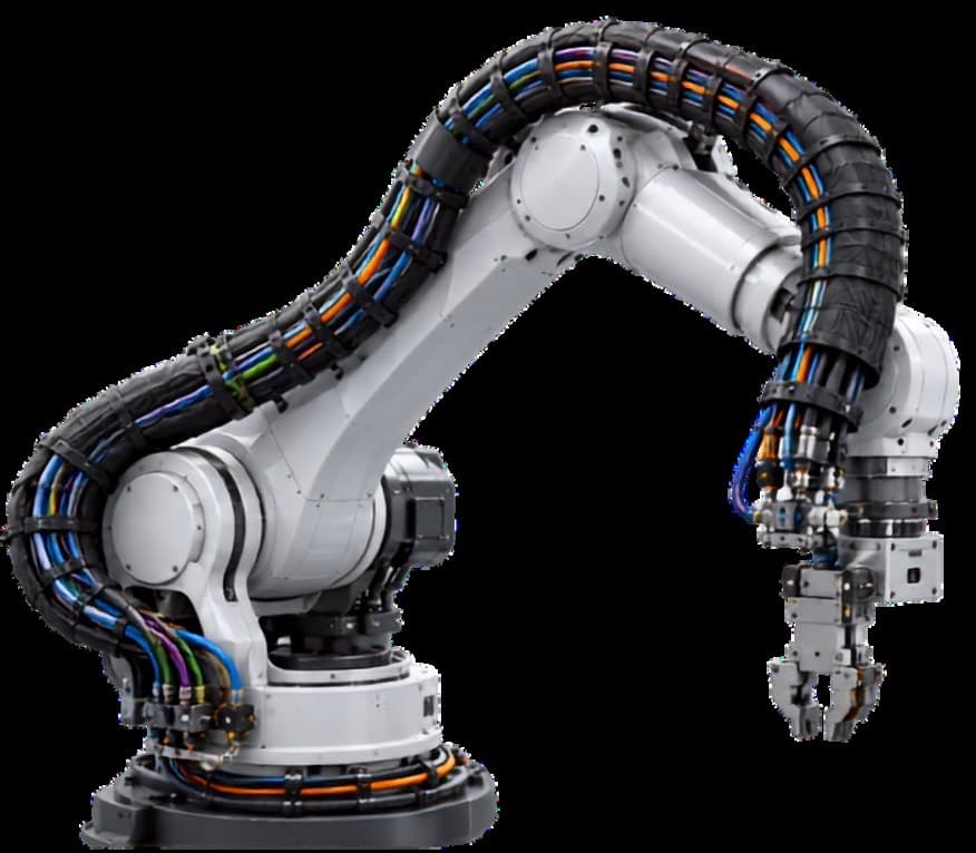 Industrial robot arm with external dress-pack cable routing