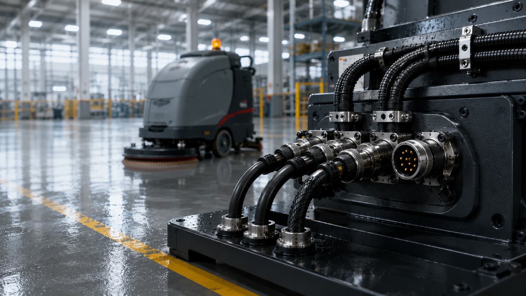 Industrial machine interconnect shown in equipment application